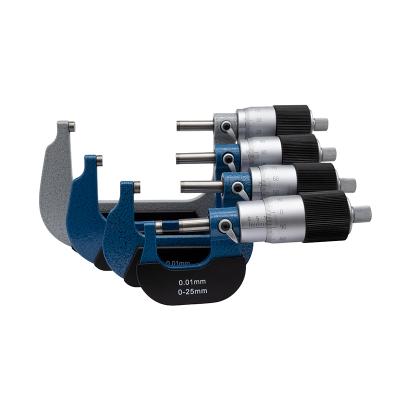 Mikrometerskrue 0-25 x 0,01 mm med stor trommel og 1/100-inddeling